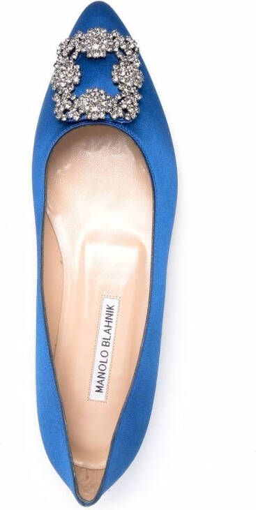 Manolo Blahnik Hangisi buckle-detail ballerina shoes Blue