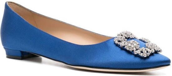 Manolo Blahnik Hangisi buckle-detail ballerina shoes Blue