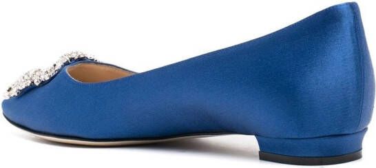 Manolo Blahnik Hangisi buckle-detail ballerina shoes Blue