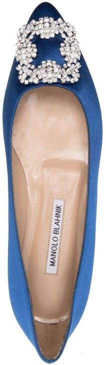 Manolo Blahnik Hangisi buckle-detail ballerina shoes Blue