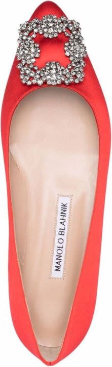 Manolo Blahnik Hangisi buckle-detail ballerina shoes Red