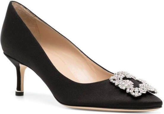 Manolo Blahnik Hangisi crystal-buckle 50mm pumps Black