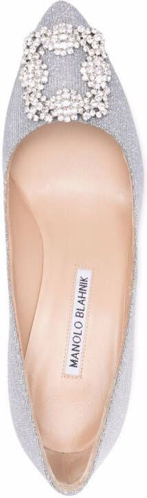 Manolo Blahnik Hangisi 70mm glitter pumps Grey