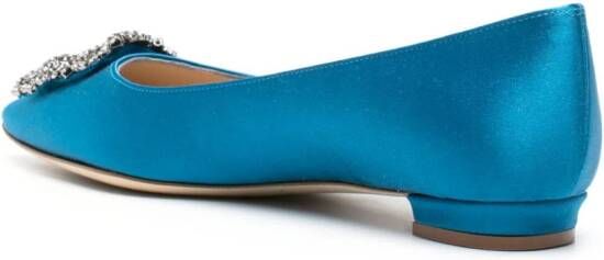 Manolo Blahnik Hangisi Flat embellished ballerina shoes Blue