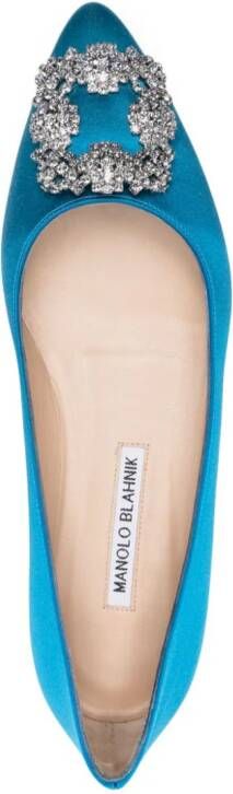 Manolo Blahnik Hangisi Flat embellished ballerina shoes Blue