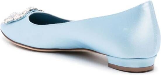 Manolo Blahnik Hangisi satin ballerina shoes Blue