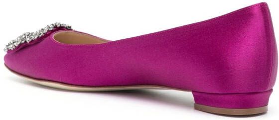 Manolo Blahnik Hangisi satin ballerina shoes Purple
