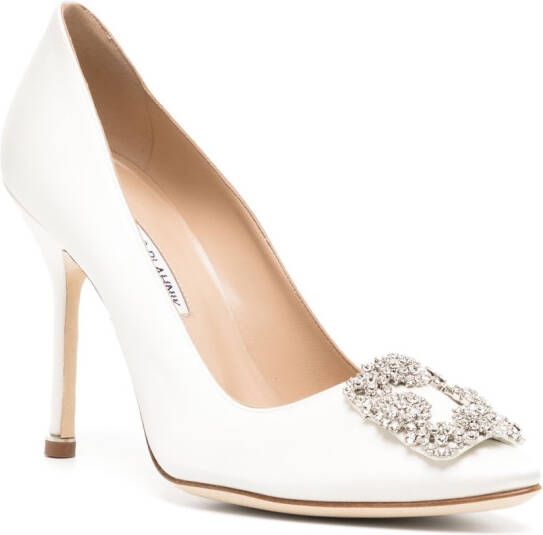 Manolo Blahnik Hangisi satin pumps White