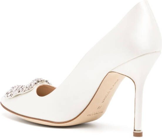 Manolo Blahnik Hangisi satin pumps White