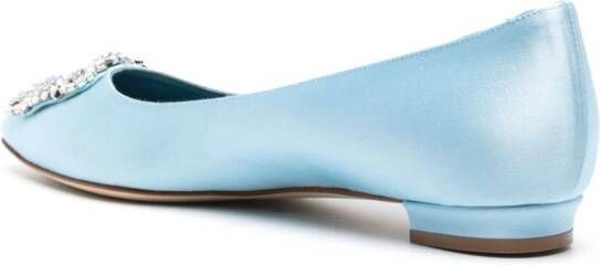 Manolo Blahnik Hangisiflat satin ballerina shoes Blue