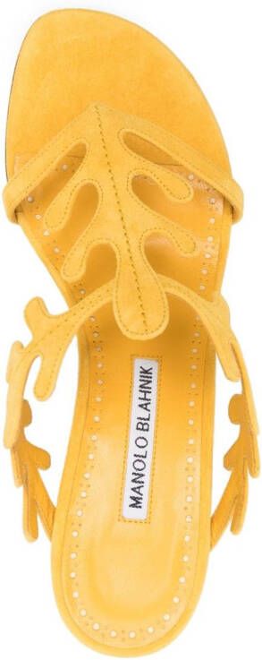 Manolo Blahnik Hidrag 50mm suede sandals Yellow