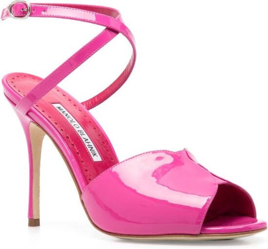 Manolo Blahnik Hourani 110mm patent-finish sandals Pink