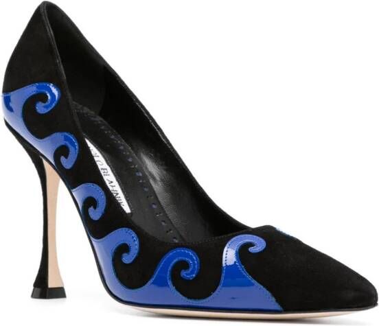 Manolo Blahnik Kasai 105mm swirl-detail pumps Black