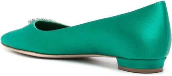 Manolo Blahnik Pluma silk ballerina shoes Green