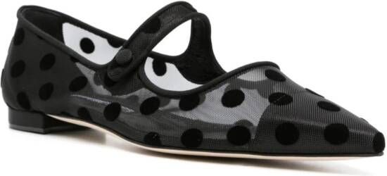 Manolo Blahnik polka-dot flat ballerina shoes Black