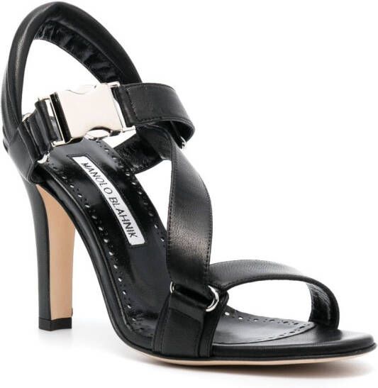 Manolo Blahnik Puxan 95mm leather sandals Black