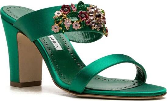 Manolo Blahnik Sayani 90mm satin sandals Green