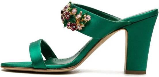 Manolo Blahnik Sayani 90mm satin sandals Green