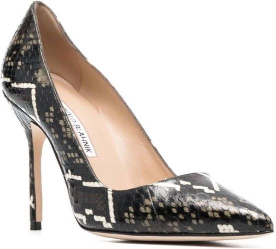 Manolo Blahnik snakeskin-effect stiletto pumps Brown