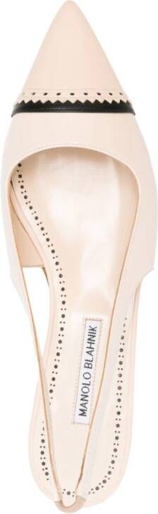 Manolo Blahnik Tuxa leather ballerina shoes Neutrals