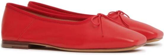 Mansur Gavriel square-toe leather ballerina shoes Red