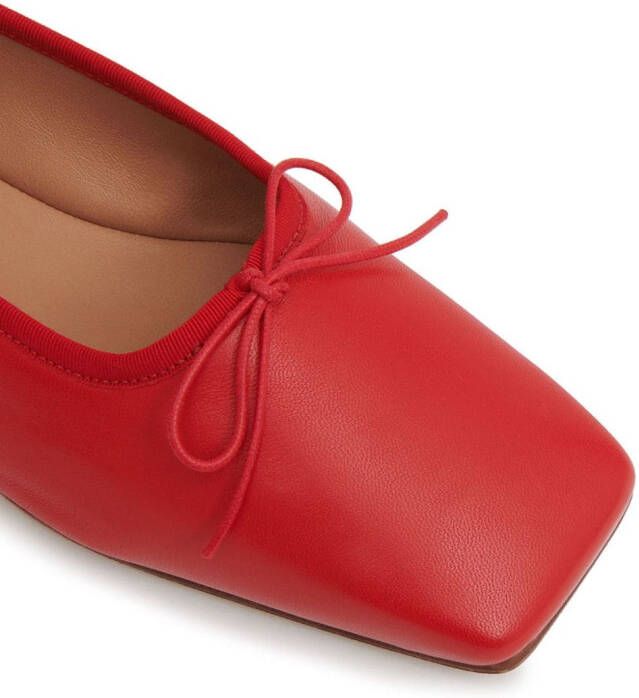 Mansur Gavriel square-toe leather ballerina shoes Red