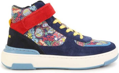 Marc Jacobs Kids graphic-print high-top leather sneakers Blue