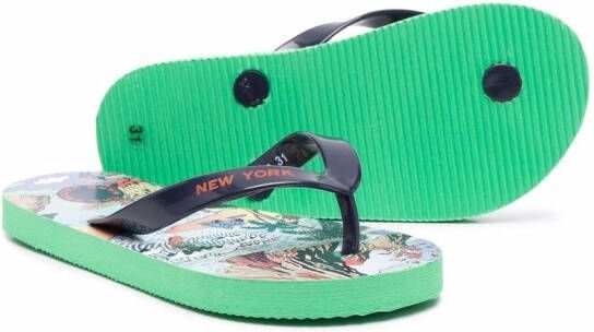 Marc Jacobs Kids graphic-print open-toe flip flops Blue