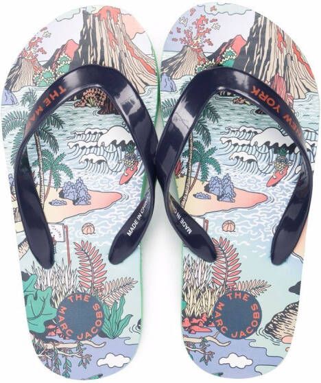 Marc Jacobs Kids graphic-print open-toe flip flops Blue