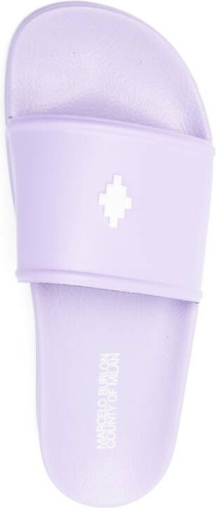 Marcelo Burlon County of Milan logo-debossing flip flops Purple