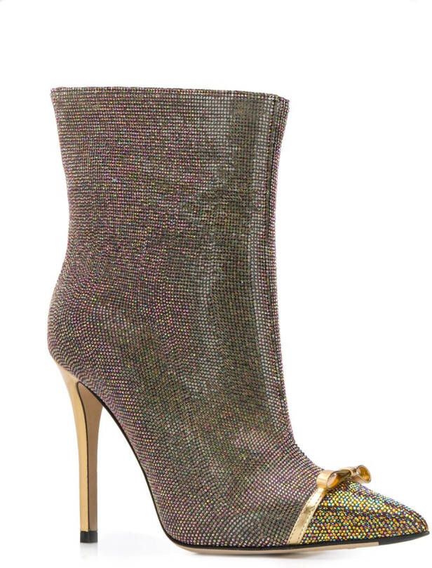 Marco De Vincenzo iridescent studded 100mm leather boots Gold