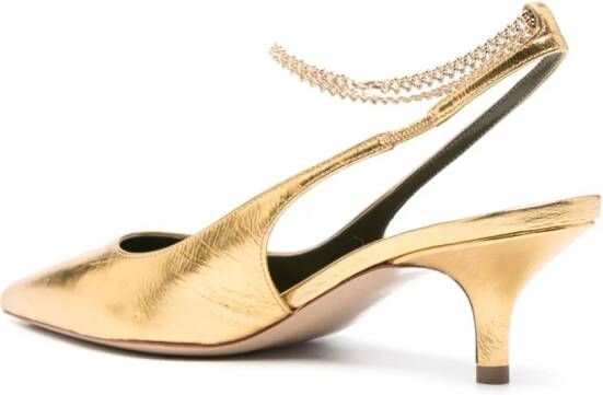 MARIA LUCA 55mm chain-detail leather pumps Gold