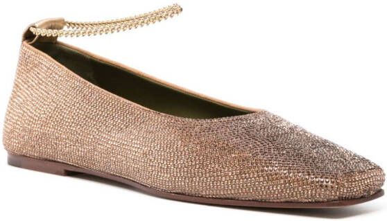 MARIA LUCA Augusta crystal leather ballet pumps Brown