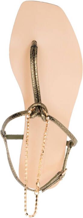 MARIA LUCA chain-link slip-on leather sandals Brown