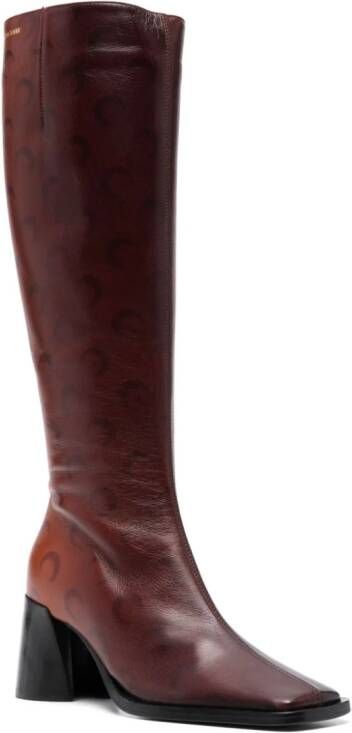 Marine Serre 70mm airbushed-leather knee boots Brown