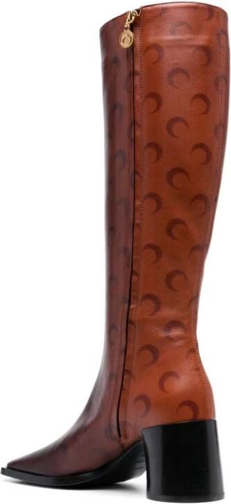Marine Serre 70mm airbushed-leather knee boots Brown