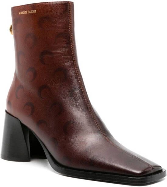 Marine Serre Airbrushed Crescent Moon-print boots Brown