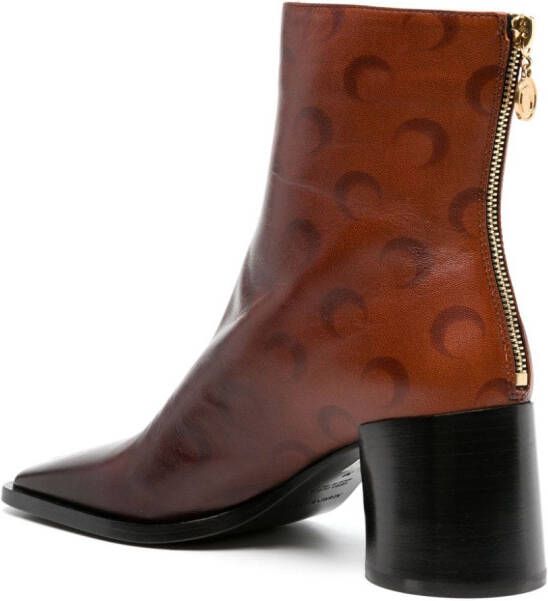 Marine Serre Airbrushed Crescent Moon-print boots Brown