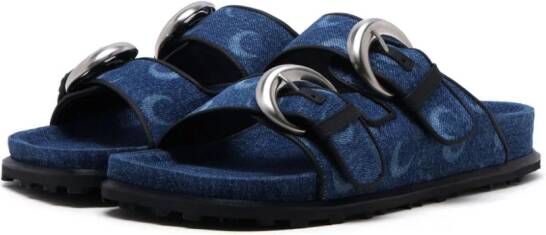 Marine Serre denim Moon-print sandals Blue