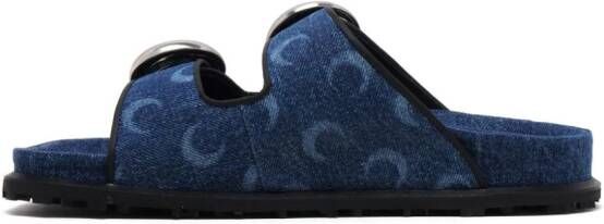 Marine Serre denim Moon-print sandals Blue