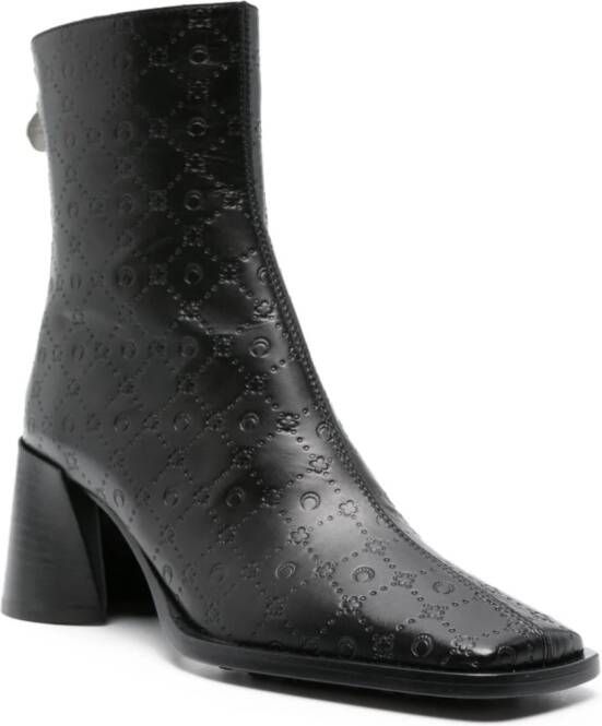 Marine Serre monogram-debossed leather ankle boots Black