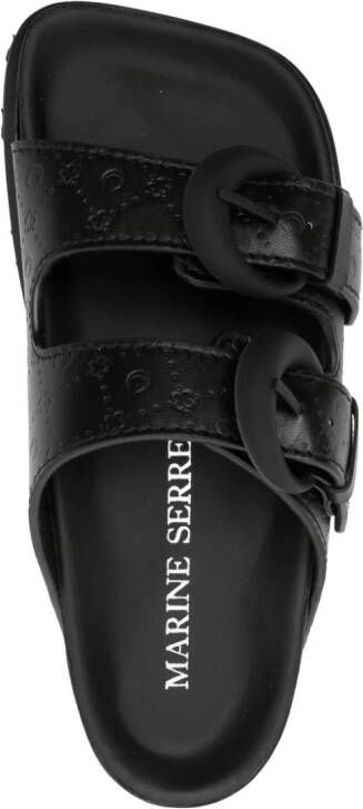 Marine Serre monogram-embossed leather slides Black