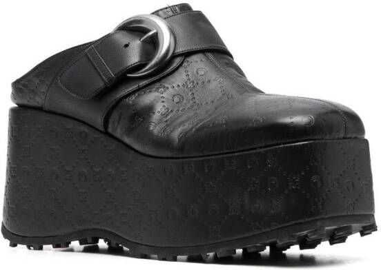 Marine Serre Moonogram 86mm heel leather clogs Black