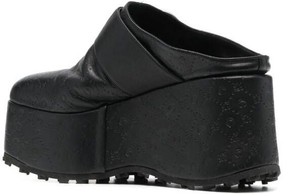 Marine Serre Moonogram 86mm heel leather clogs Black