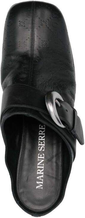 Marine Serre Moonogram 86mm heel leather clogs Black