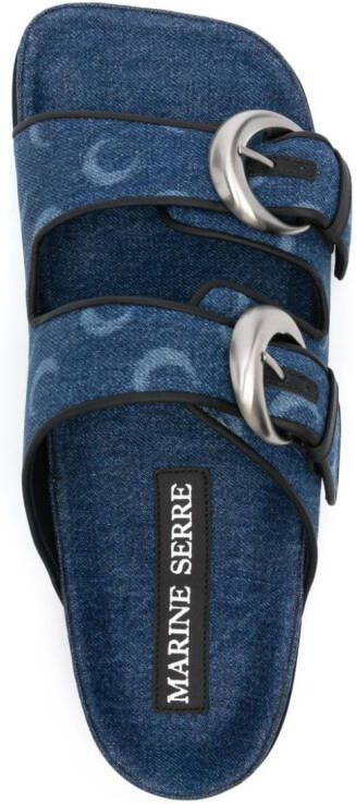 Marine Serre Moonogram-pattern denim sandals Blue