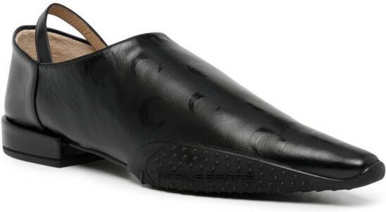 Marine Serre pointed-toe leather mules Black