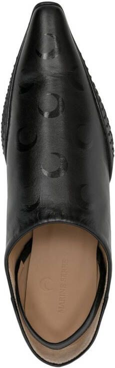 Marine Serre pointed-toe leather mules Black