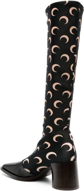 Marine Serre Regenerated jersey knee-high boots Black