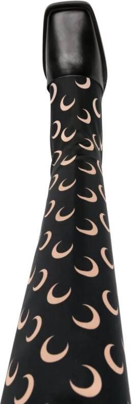 Marine Serre Regenerated jersey knee-high boots Black